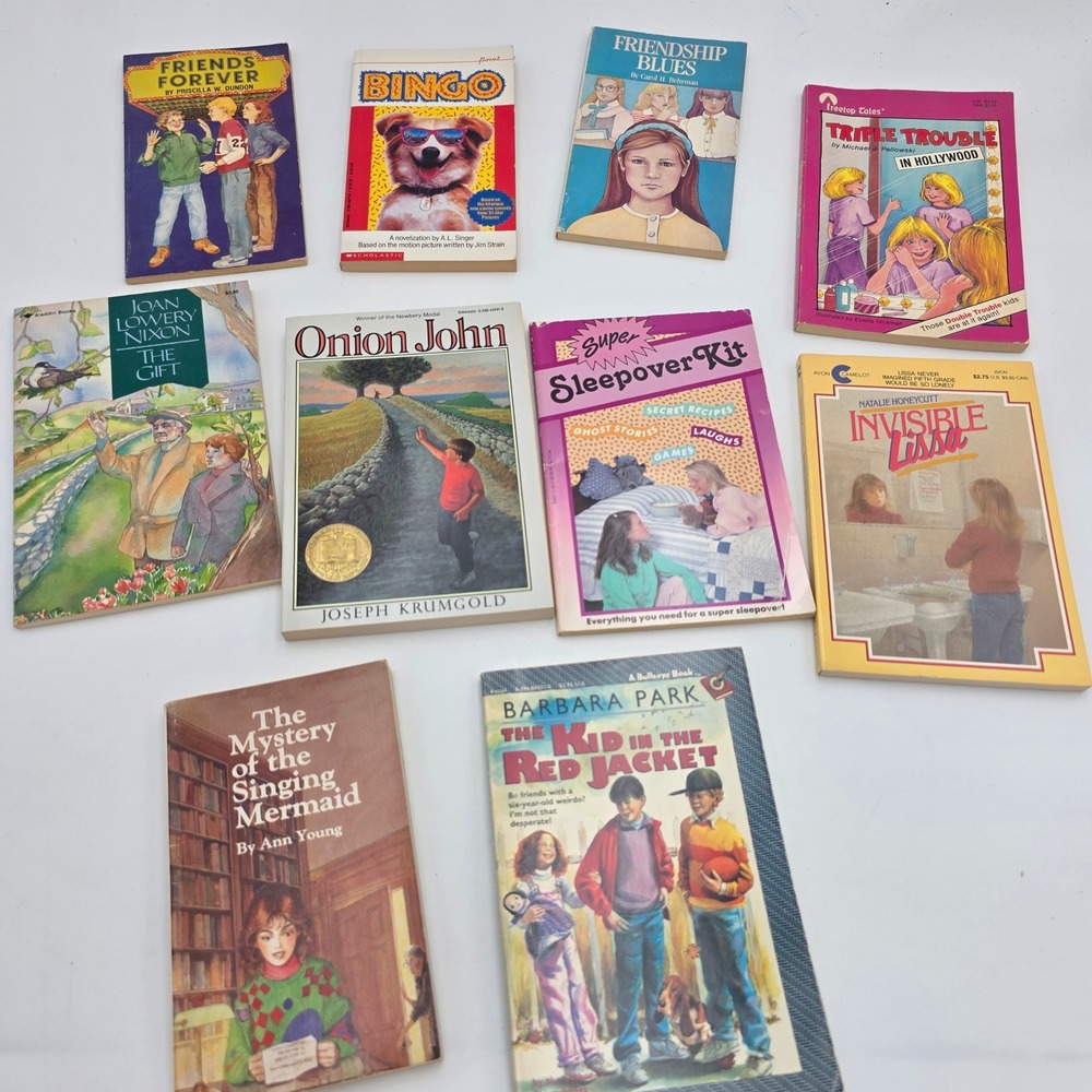 Vintage 80s 90s Childrens Book Lot 10pc Onion John Barbara Park Mystery YA Paper